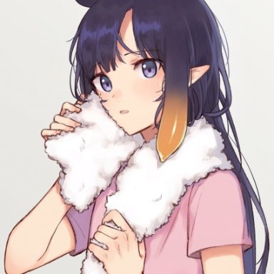 orinte, hololive, hololive english, ninomae ina'nis, 1girl, alternate costume, bangs, blue eyes, drying, eyebrows visible through hair, holding, holding towel, long hair, looking at viewer, open mouth