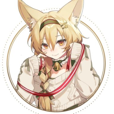 yunweishukuang, arknights, beanstalk (arknights), beanstalk (gift uncompleted) (arknights), 1girl, animal ear fluff, animal ears, bangs, bell, blonde hair, blush, breasts, cleavage, closed mouth, eyebrows visible through hair